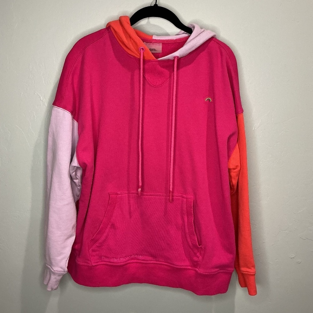 Terez Bright Colorblock Cotton‎ Hoodie-Size Medium
